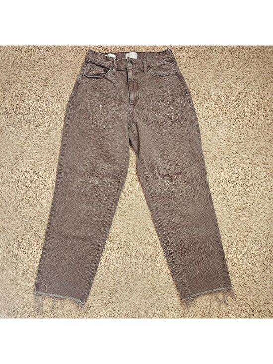 Universal Thread Denim - Universal Thread Jeans Womens 6/28R Brown Hi Rise Straight Raw Hem Denim Stretch